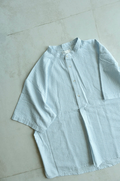 泡泡紗半襟活褶襯衫 (3 colors)