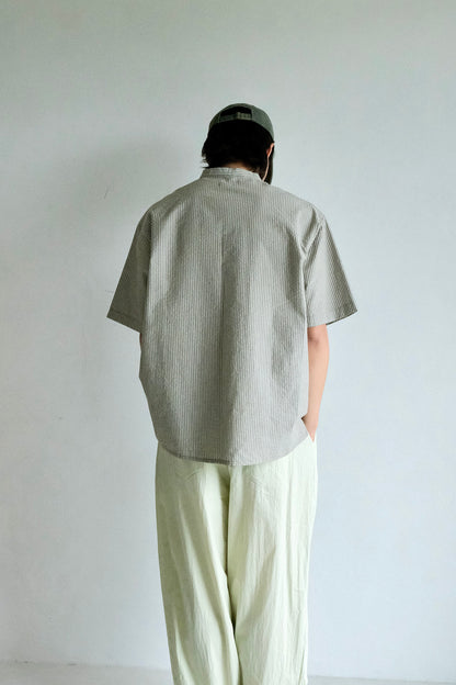 泡泡紗半襟活褶襯衫 (3 colors)