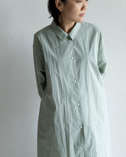翻領長版襯衫外套 - 薄荷綠