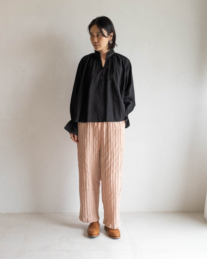 抓褶布直筒日常褲 - 乾燥粉 new