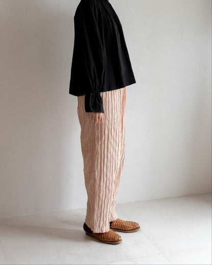 抓褶布直筒日常褲 - 乾燥粉 new