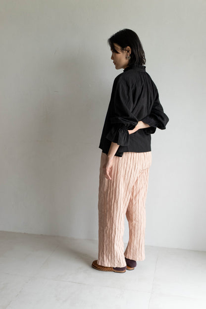 抓褶布直筒日常褲 - 乾燥粉 new