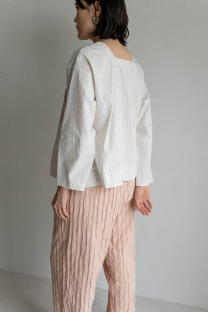 抓褶布直筒日常褲 - 乾燥粉 new